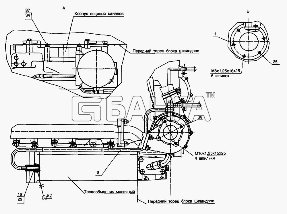 КамАЗ 740.11-240 740.31-240 (2006) Схема Установка турбокомпрессоров